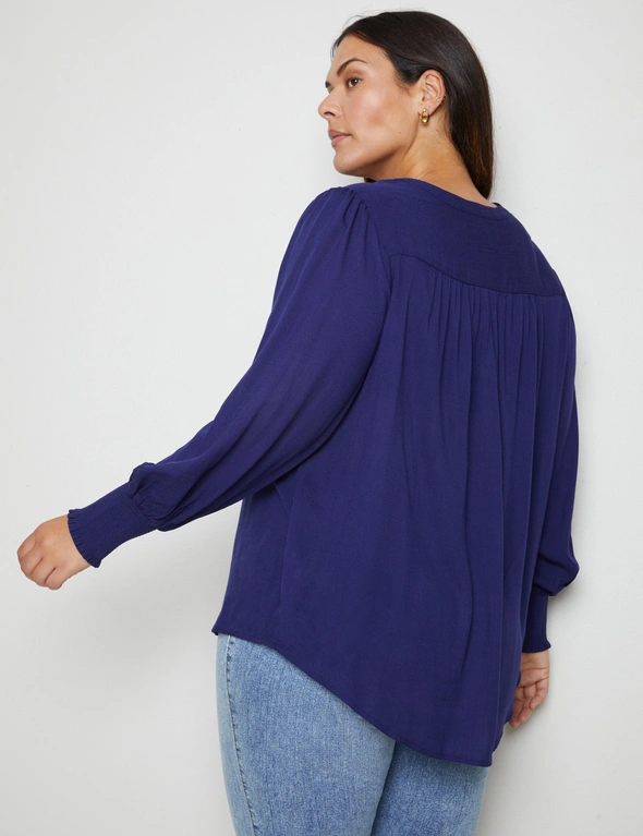 Autograph Long Sleeve Cuff Peasant Top, hi-res image number null