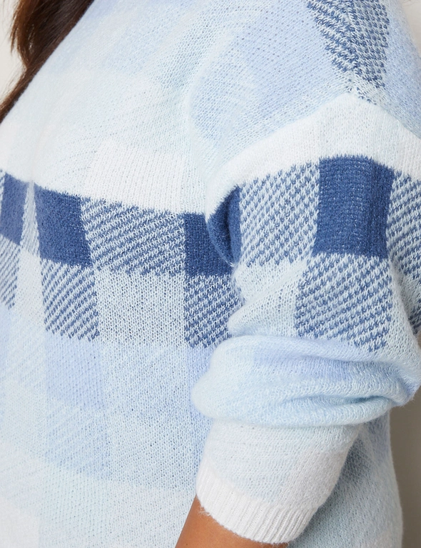Autograph Long Sleeve Check Knit Jumper, hi-res image number null