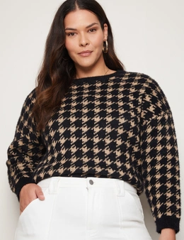 Autograph Long Sleeve Houndstooth Knit Jumper
