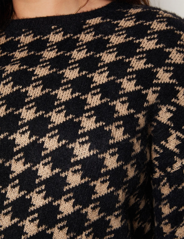 Autograph Long Sleeve Houndstooth Knit Jumper, hi-res image number null
