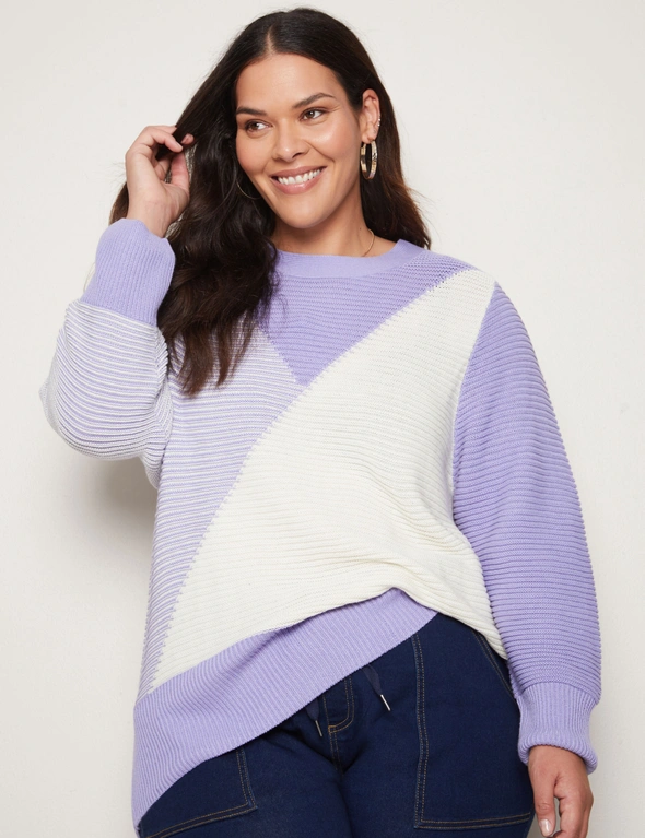 Autograph Long Sleeve Colour Block Ribbed Knit Jumper, hi-res image number null