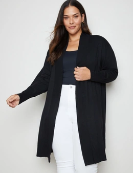 Autograph Long Sleeve Long Line Ribbed Detail Light Weight Knit Cardigan