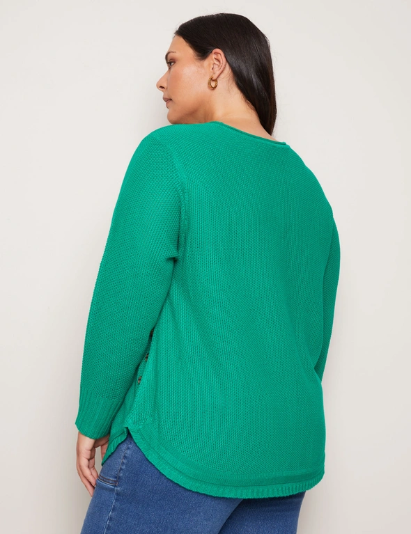 Autograph Long Sleeve Button Side Curved Hem Textured Knit Jumper, hi-res image number null