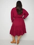 Autograph 3/4 Sleeve Notched Neck Button Tiered Midi Woven Dress, hi-res
