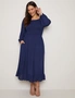 Autograph 3/4 Sleeve Shirred Tiered Maxi Woven Dress, hi-res