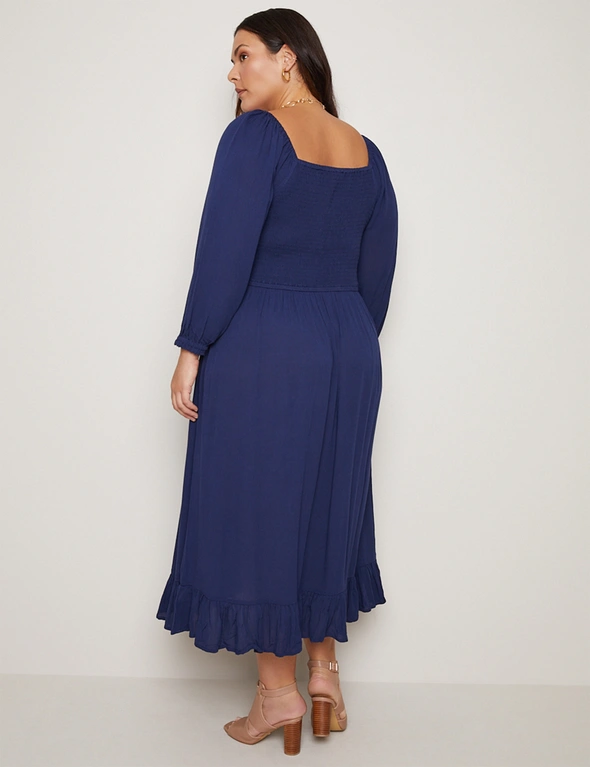 Autograph 3/4 Sleeve Shirred Tiered Maxi Woven Dress, hi-res image number null