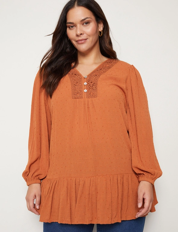 Autograph Lace Trim Tiered Tunic, hi-res image number null