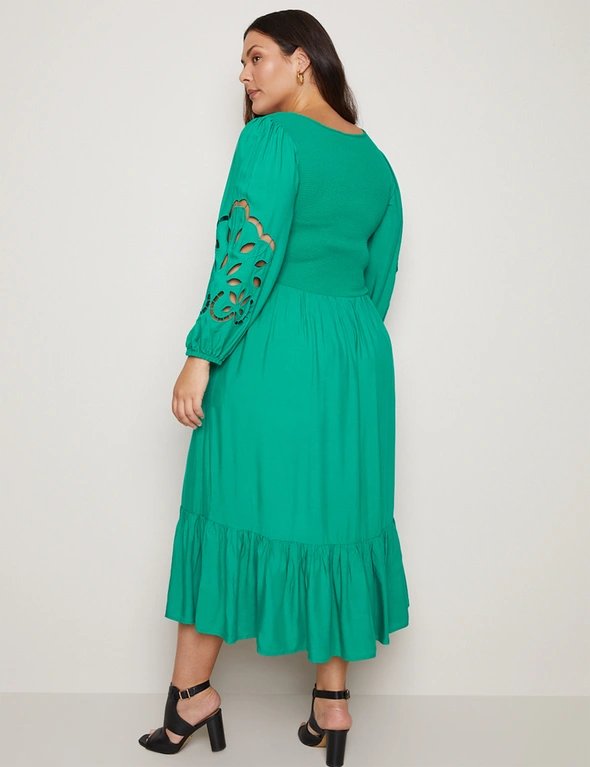 Autograph Long Cut out Sleeve Shirred Midi Dress, hi-res image number null