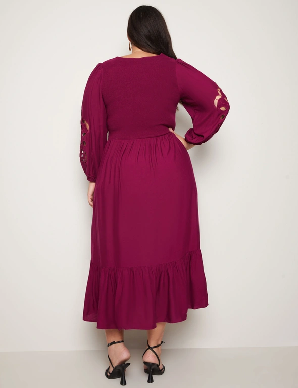 Autograph Long Cut out Sleeve Shirred Midi Dress, hi-res image number null