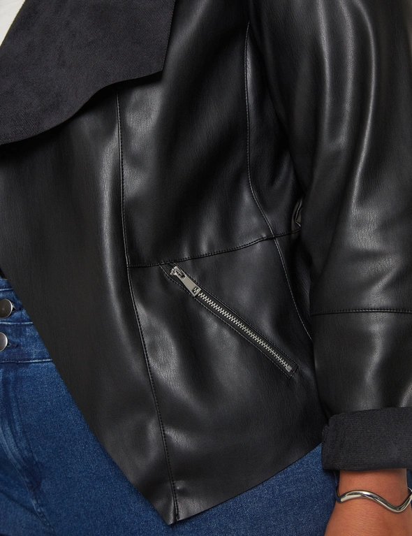 Autograph Long Sleeve Faux Leather Jacket, hi-res image number null