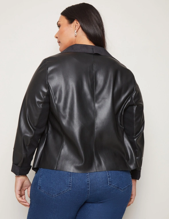 Autograph Long Sleeve Faux Leather Jacket, hi-res image number null