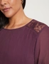 Autograph Long Sleeve Pleated Peplum Lace Detail Top, hi-res