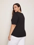 Autograph Elbow Sleeve V Neck Ribbed Top, hi-res
