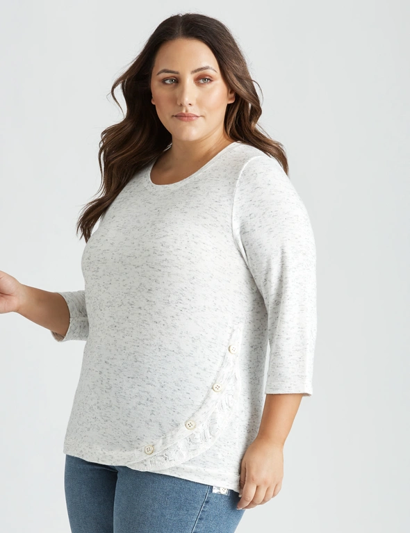 Beme 3/4 Sleeve Lace Frill Knitwear Top, hi-res image number null