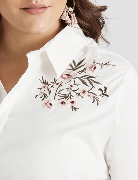 Beme Long Sleeve Floral Embroidered Shirt, hi-res image number null