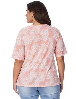 Beme Elbow Sleeve Apricot Floral Top