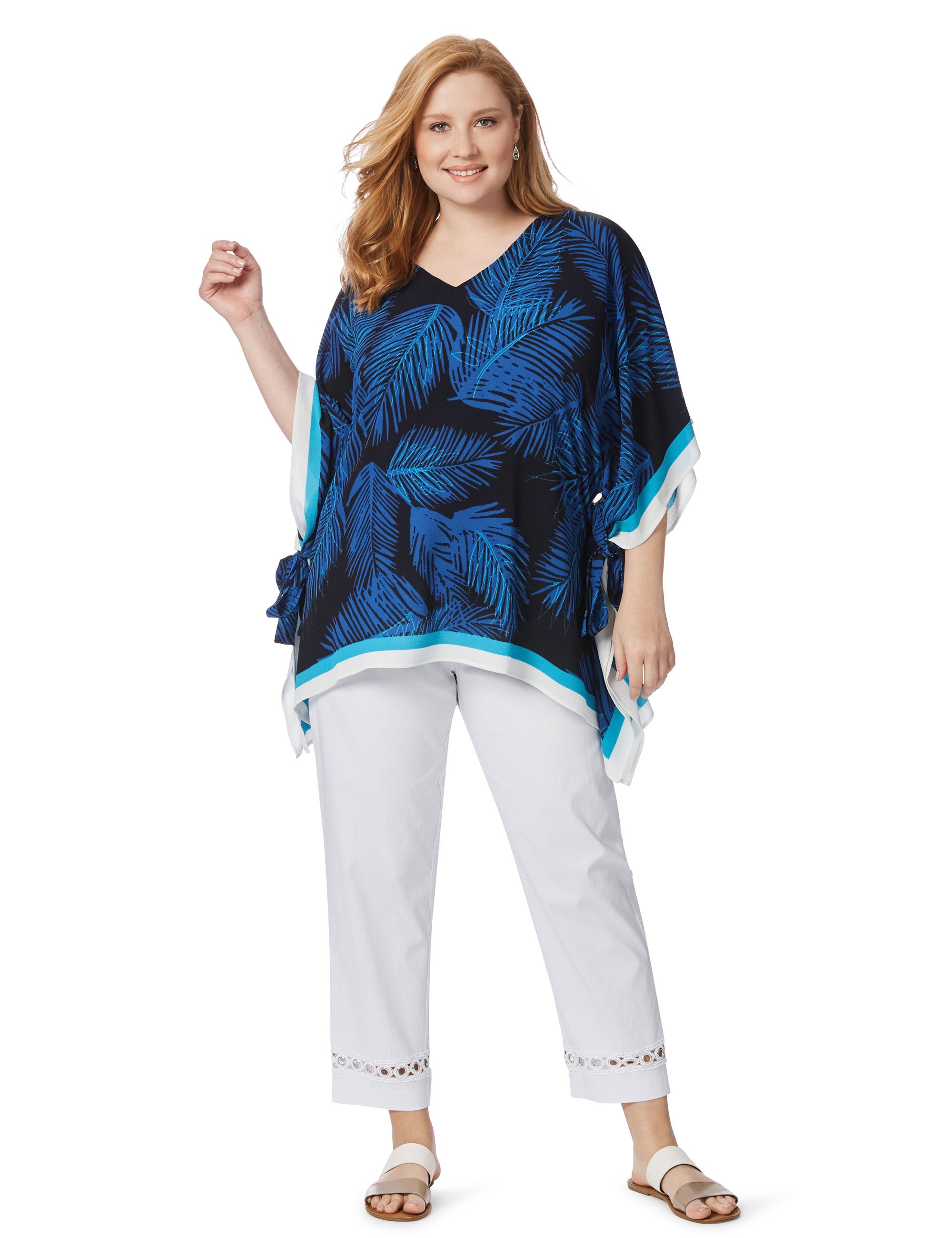 Beme Elbow Sleeve V Neck Palm Kaftan | Katies