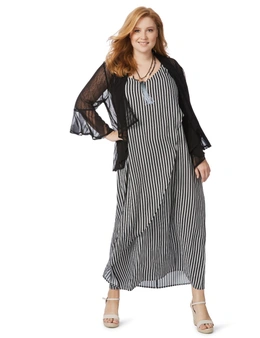 Beme Sleeveless Stripe Overlay Maxi Dress