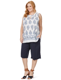 Beme Sleeveless Paisley Placement Top