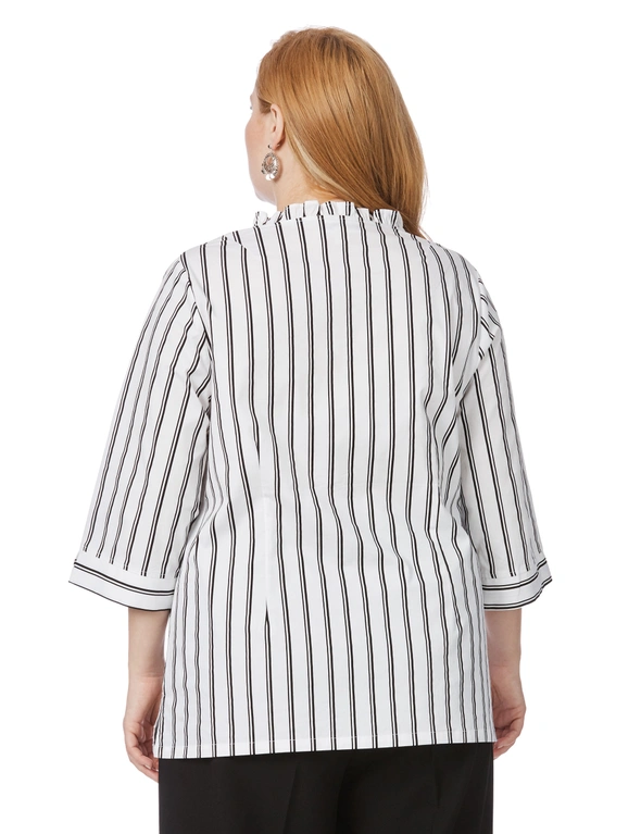 Beme 3/4 Sleeve Stripe Ruffle Shirt, hi-res image number null
