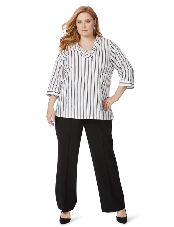 Beme 3/4 Sleeve Stripe Ruffle Shirt, hi-res image number null