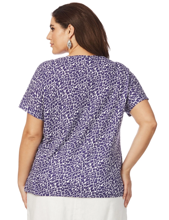Beme Cap Sleeve Abstract Square Top, hi-res image number null