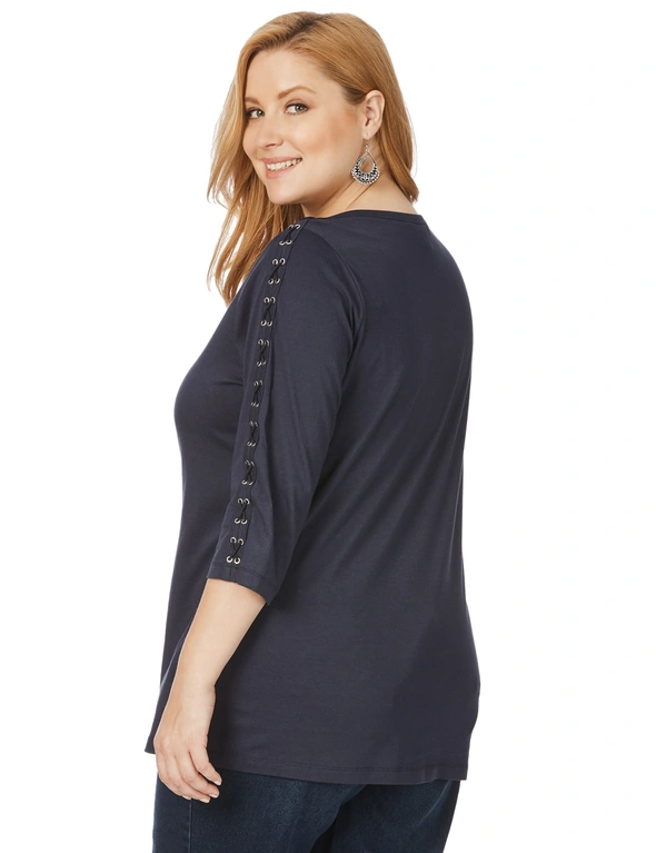 Beme 3/4 Sleeve Lace Up Top, hi-res image number null