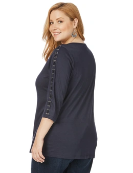 Beme 3/4 Sleeve Lace Up Top