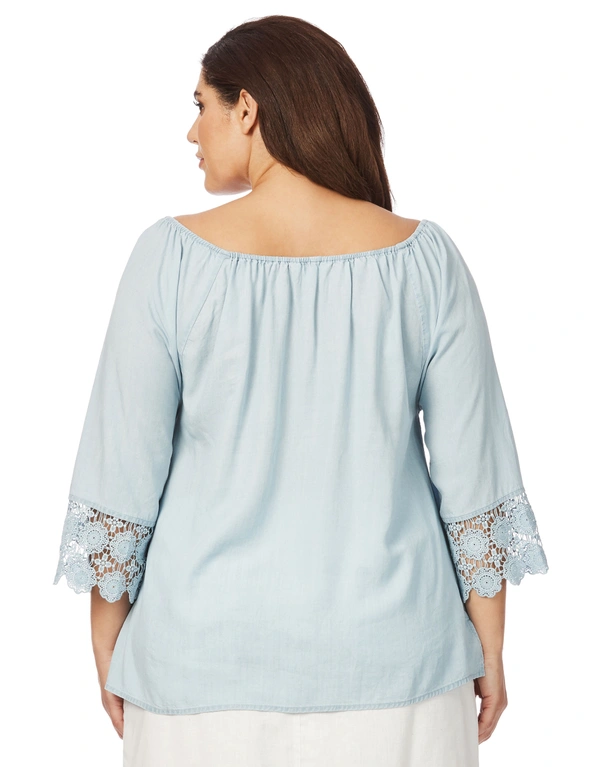 Beme Elbow Sleeve Lyocell Lace Top, hi-res image number null