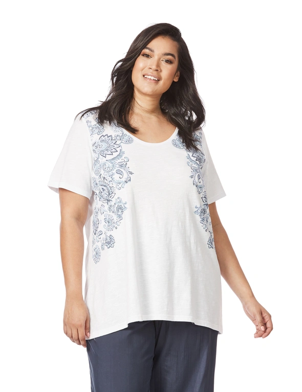 Beme Short Sleeve Paisley Placement T-Shirt, hi-res image number null