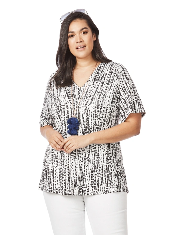 Beme Short Sleeve Abstract Spot Top, hi-res image number null