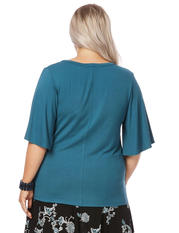 Beme Elbow Sleeve Drape Front Top, hi-res image number null