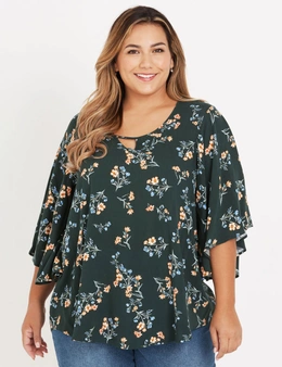 Beme elbow butterfly sleeve top
