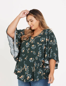 Beme elbow butterfly sleeve top
