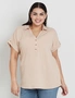 Beme Short Sleeve Shirt Style Textured Top, hi-res