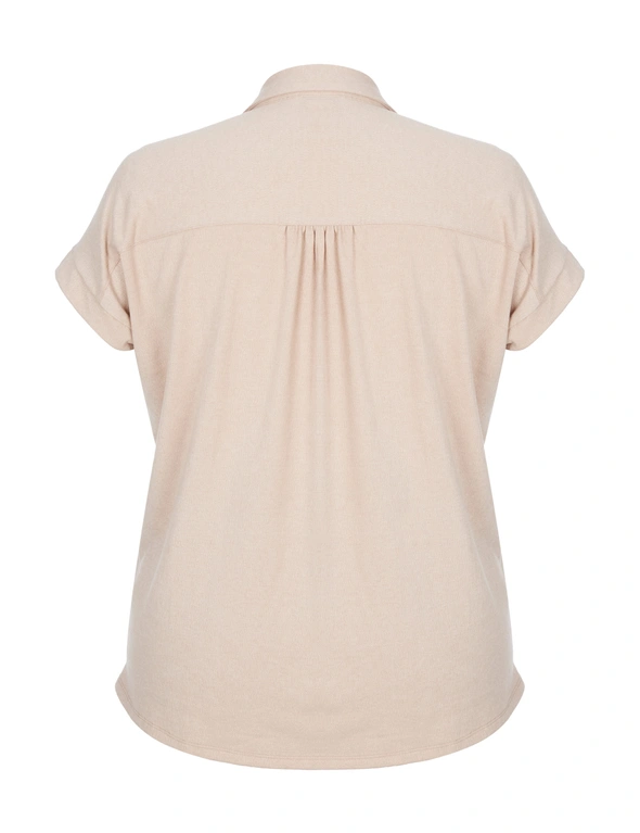 Beme Short Sleeve Shirt Style Textured Top, hi-res image number null