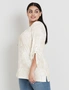 Beme Elbow Sleeve Lace Up Shirt Style Top, hi-res