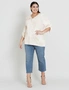 Beme Elbow Sleeve Lace Up Shirt Style Top, hi-res
