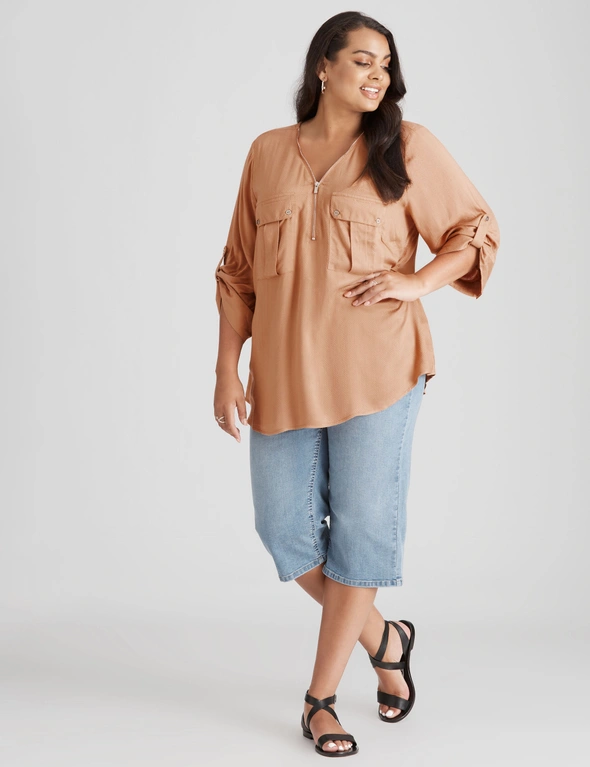 Beme Zipped Front Detail Blouse, hi-res image number null