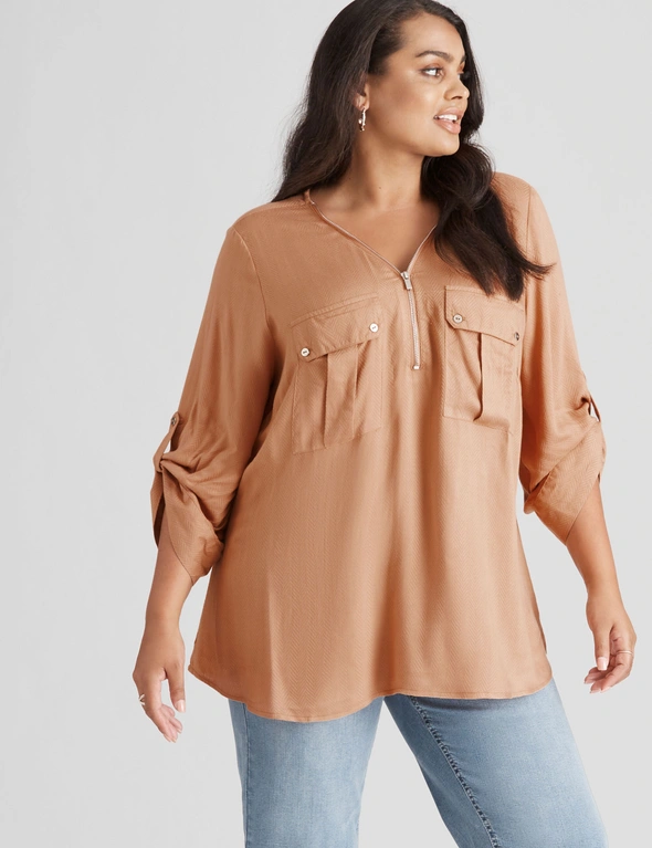 Beme Zipped Front Detail Blouse, hi-res image number null