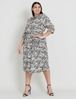 Beme Abstract Print Linen Dress