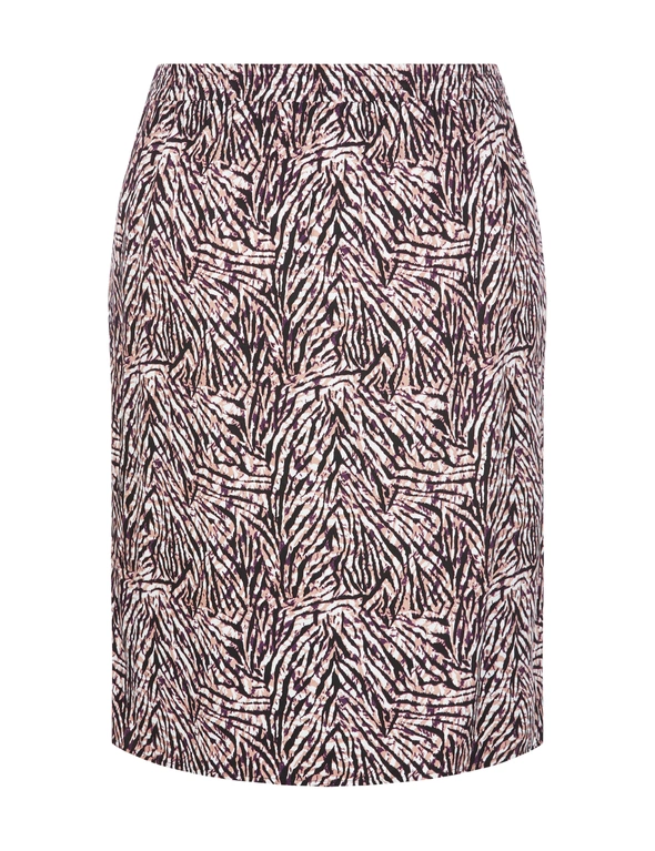 Beme Midi Button Down Abstract Zebra Print Skirt, hi-res image number null