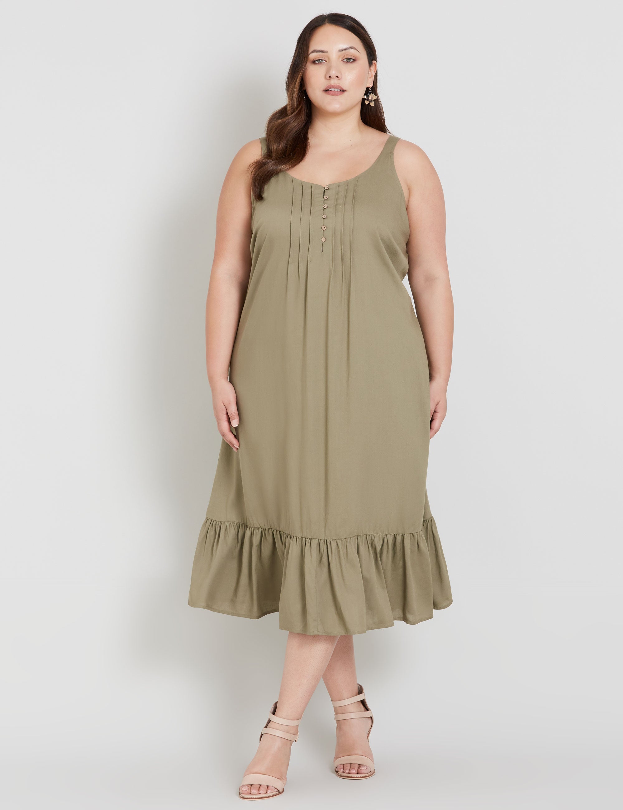Beme Sleeveless Pintuck Linen Midi Dress | W Lane