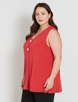 Beme Sleeveless Button Front Tunic Top