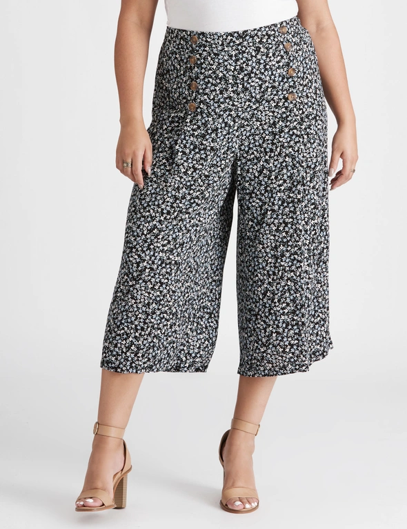 Beme Crop Button Front Printed Pant, hi-res image number null