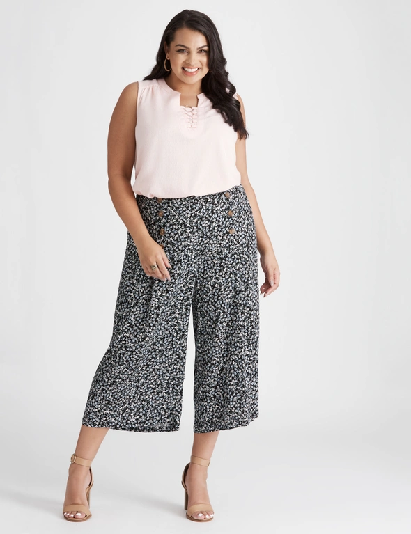 Beme Crop Button Front Printed Pant, hi-res image number null