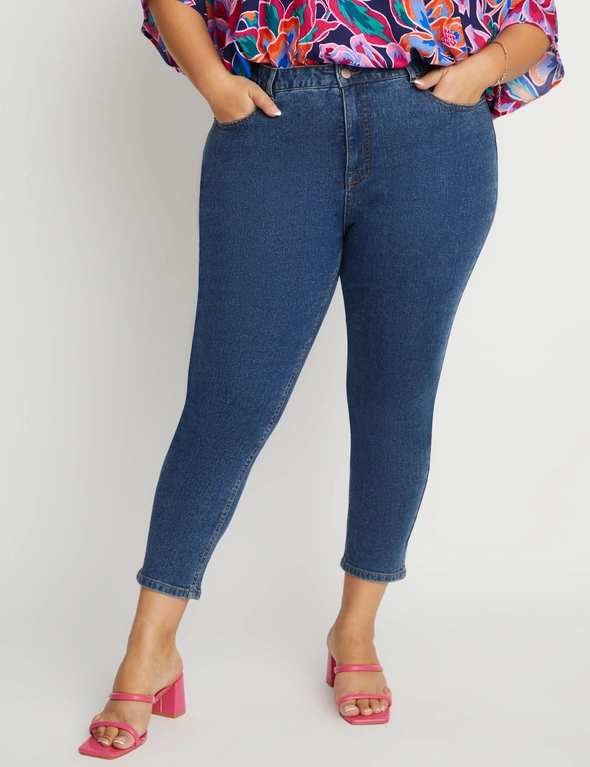 Beme Mid Rise Core Short Length Jeans, hi-res image number null