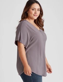 Beme Extended Sleeve Mixed Media Top 