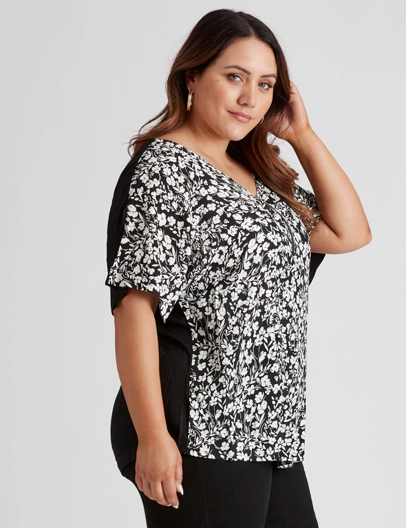 Beme Extended Sleeve Mixed Media Top , hi-res image number null