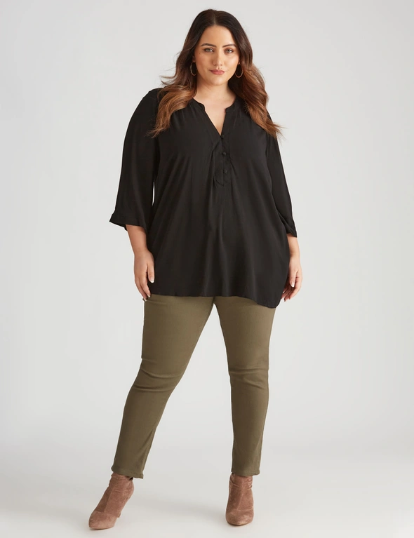 Beme Long Sleeve Tunic Button Up Shirt, hi-res image number null